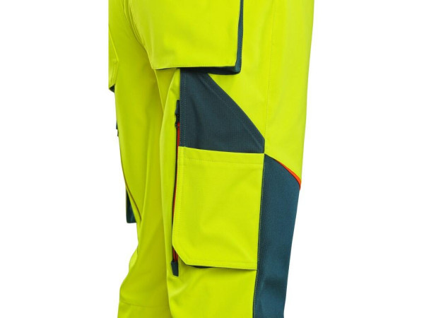 Kalhoty CXS BEDFORD, výstražné, pánské, softshell, žluto-petrolová, vel. 64