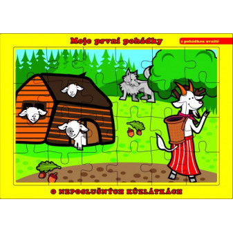 Puzzle doskové O Neposlušných Kozlátkach 26x17cm 24 dielikov Moje prvé rozprávky