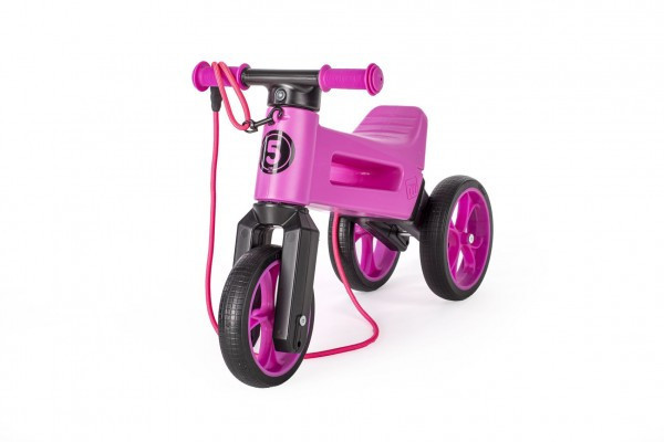 Odrážedlo FUNNY WHEELS Rider SuperSport fialové 2v1+popruh, výš. sedla 28/30cm nos 25kg 18m+ v s