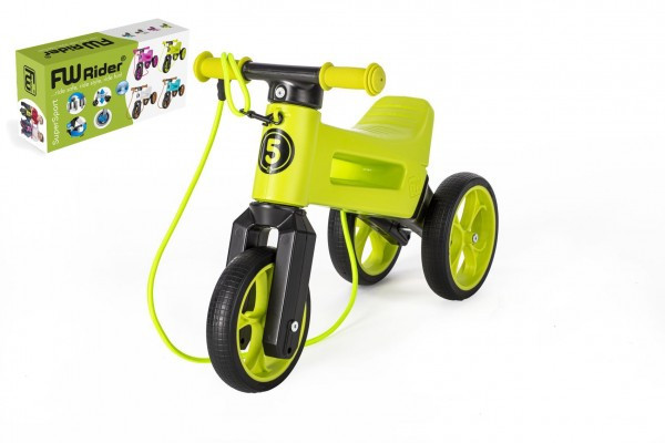 Odrážedlo FUNNY WHEELS Rider SuperSport zelené 2v1+popruh, výš. sedla 28/30cm nos 25kg 18m+ v kr