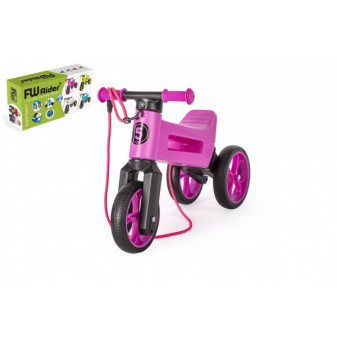 Odrážadlo FUNNY WHEELS Rider SuperSport fialové 2v1 + popruh, vyššie. sedlá 28/30cm nos 25kg 18m + vk