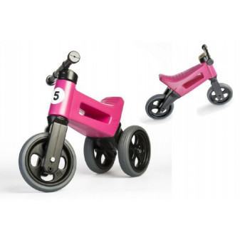 FUNNY WHEELS Rider Sport różowy leżaczek 2w1, wysokość siedziska 28/30cm ładowność 25kg 18m+ w torbie