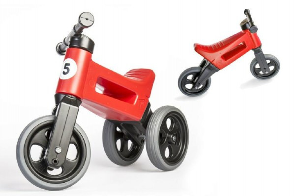 Odrážedlo FUNNY WHEELS Rider Sport červené 2v1, výška sedla 28/30cm nosnost 25kg 18m+ v sáčku