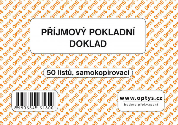 OP 1318 Příjmový pokladní doklad jednoduchý samopropisovací A6 50 listů