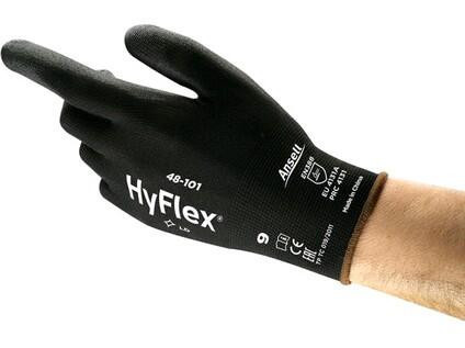 Rękawiczki ANSELL HYFLEX 48-101, zanurzone w poliuretanie, rozmiar 08