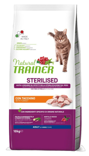 Trainer Natural Cat Sterilised kruti maso 10kg