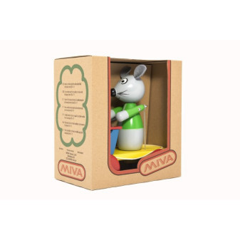Mysz z drewnianym ksylofonem ciągnąca 20cm w pudełku