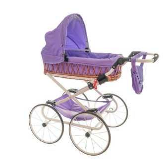 Kočárek Monika RETRO proutěný bílá konstrukce 76cm nastavitelná rukojeť fialový