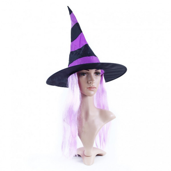Klobouk s vlasy čarodějnice pro dospělé