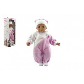 Lalka/Baby Hamiro 50cm, kombinezon z tkaniny różowo-biały w pudełku 24x60x15cm
