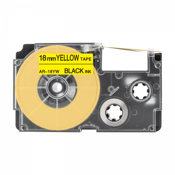 Alternativní páska Casio XR-18YW, 18mm x 8m černý tisk / žlutý podklad
