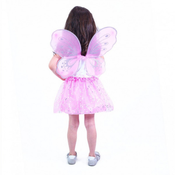 Dětský kostým tutu sukně růžová motýl s hůlkou a křídly