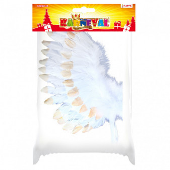 Anjelské krídla s perím bielo-zlatá