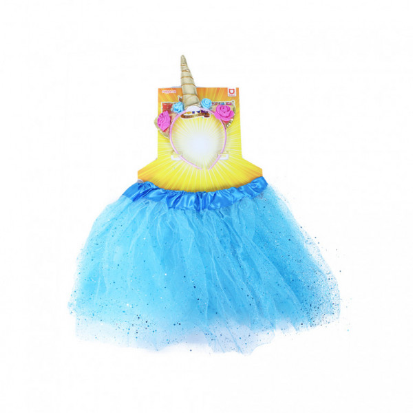Dětský kostým tutu modrá sukně s čelenkou jednorožec