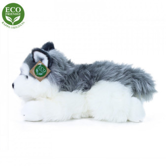 Plyšový pes husky ležící 30 cm ECO-FRIENDLY