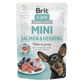 Kapsička Brit Care Mini Salmon&Herring sterilised fillets in gravy 85g