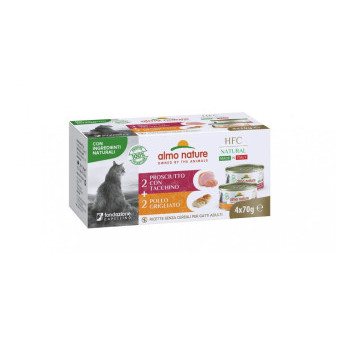 Almo Nature HFC Made In Italy multipack grilované kuře/šunka s krůtou 4x70g