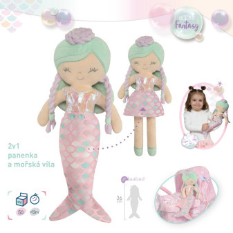 DeCuevas 20141 Pluszowa lalka 2w1 OCEAN FANTASY - 36 cm