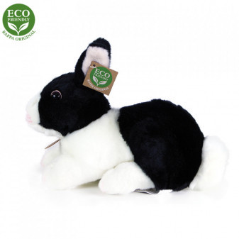 Plyšový králík bílo-černý ležící 24 cm ECO-FRIENDLY