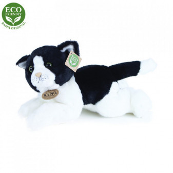 Plyšová mačka bielo-čierna ležiaca 30 cm ECO-FRIENDLY