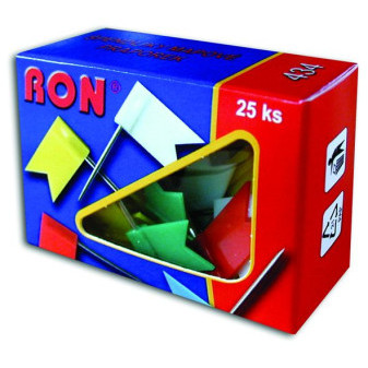 Szpilki do mapy, flagi 25 szt. RON