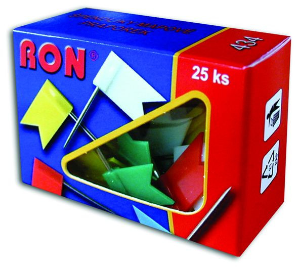 Szpilki do mapy, flagi 25 szt. RON