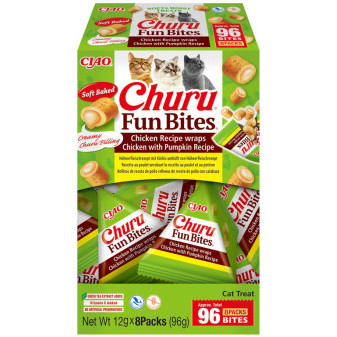 Cat Churu Fun Bites - Chicken Recipe wraps Chicken with Pumpkin Recipe 8x12g