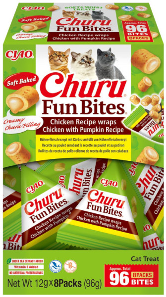 Cat Churu Fun Bites - Chicken Recipe wraps Chicken with Pumpkin Recipe 8x12g