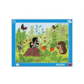 Puzzle planszowe Krecik i truskawki 29x37cm 40 sztuk w folii