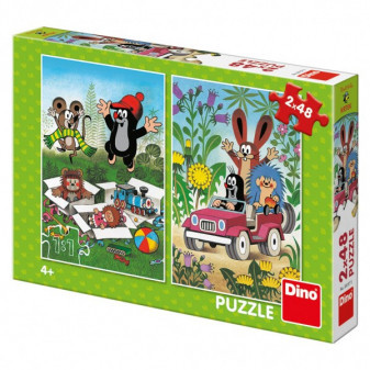 Puzzle Krtek se Raduje 2x48 dílků 18x26cm v krabici 27x19x4cm