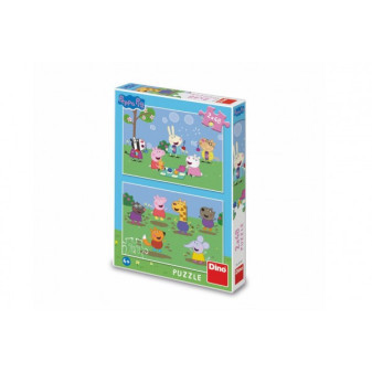 Puzzle 2v1 Prasátko Peppa/Peppa pig a kamarádi 2x48 dílků v krabici 19x27x4cm