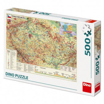 Puzzle Mapa Czech 47x33cm 500 sztuk w pudełku 33x23x3,5cm