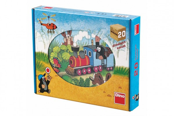 Kostky kubus Krtek a dopravní prostředky dřevo 26x21x4cm