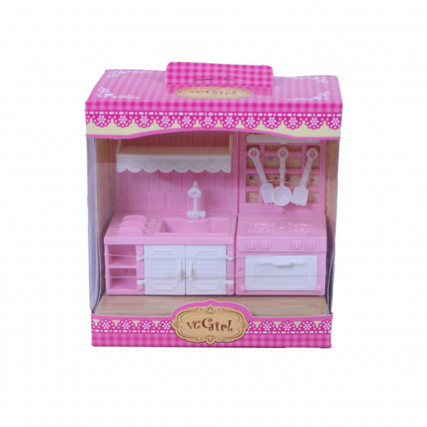Sada nábytek mini pro panenky (klavír - toaletka - kuchyň)