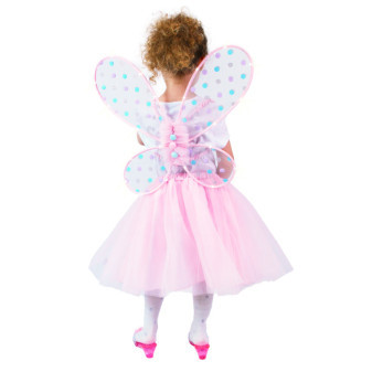 Kostium dla dzieci spódniczka tutu różowa wróżka ze świecącymi skrzydłami e-opakowanie
