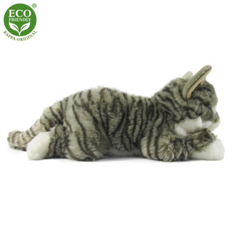 Plyšová mourovatá mačka sivá 40 cm ECO-FRIENDLY