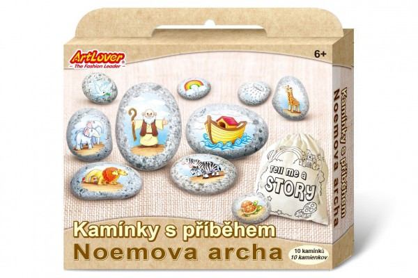 Kamene s príbehom so samolepkami Noemova archa kreatívna sada v krabičke 19x16x4cm