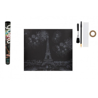 Škrabací obrázok farebný Eiffelova veža 75x52cm v tube 6x54cm