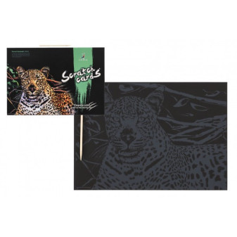 Kolorowy obrazek do zdrapywania Gepard 40,5x28,5cm A3 w woreczku