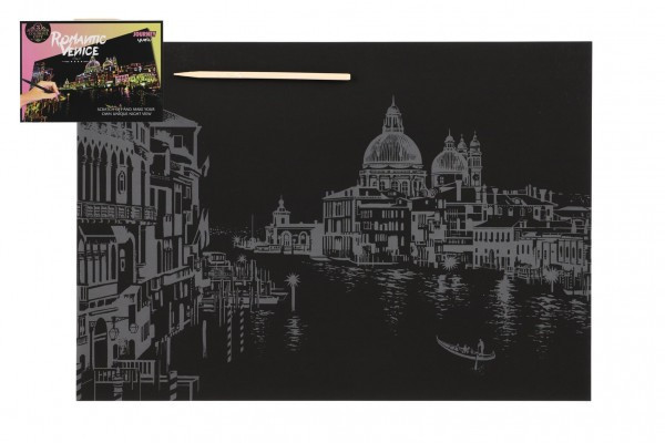 Škrabací obrázok dúhový Benátky 40,5x28,5cm A3 v sáčku