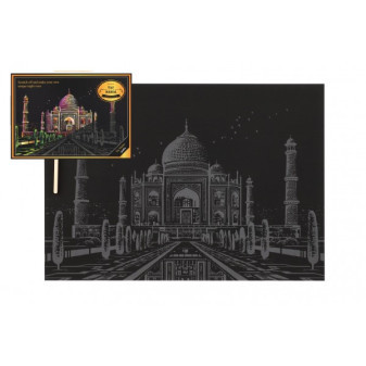 Škrabací obrázek barevný Taj Mahal 40,5x28,5cm A3 v sáčku