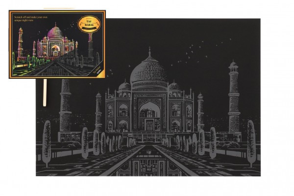 Škrabací obrázek barevný Taj Mahal 40,5x28,5cm A3 v sáčku