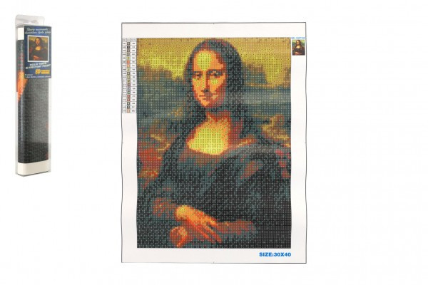 Diamentowy obraz Mona Lisa 40x30cm z dodatkami w blistrze 7x33x3cm