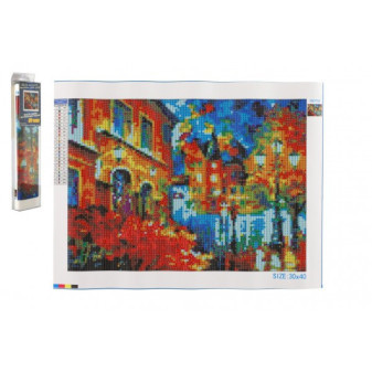 Diamantový obrázek Procházka městem s přáteli 40x30cm s doplňky v blistru 7x33x3cm