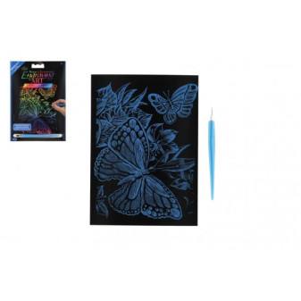 Škrabací obrázok farebný Motýle 12,5x18cm na karte