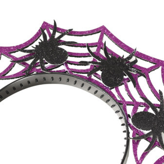 Fioletowa opaska na Halloween z pająkami