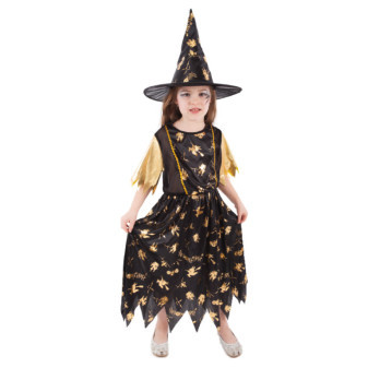 Dětský kostým čarodějnice černo-zlatá (S) e-obal