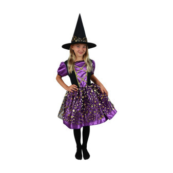Kostium czarownicy dla dzieci fioletowo-czarny (M) w e-opakowaniu
