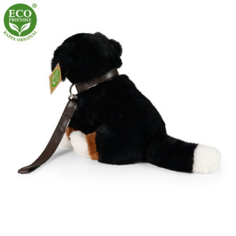 Plyšový pes bernský salašnický sedící s vodítkem a zvukem 20 cm ECO-FRIENDLY