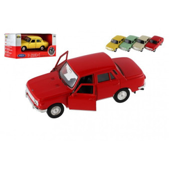Samochód Welly Wartburg 353 metal/plastik 12cm 4 kolory do swobodnego jazdy w pudełku 15x7x6,5cm